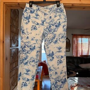 Chico's Blue Floral Women Boyfriend Jeans